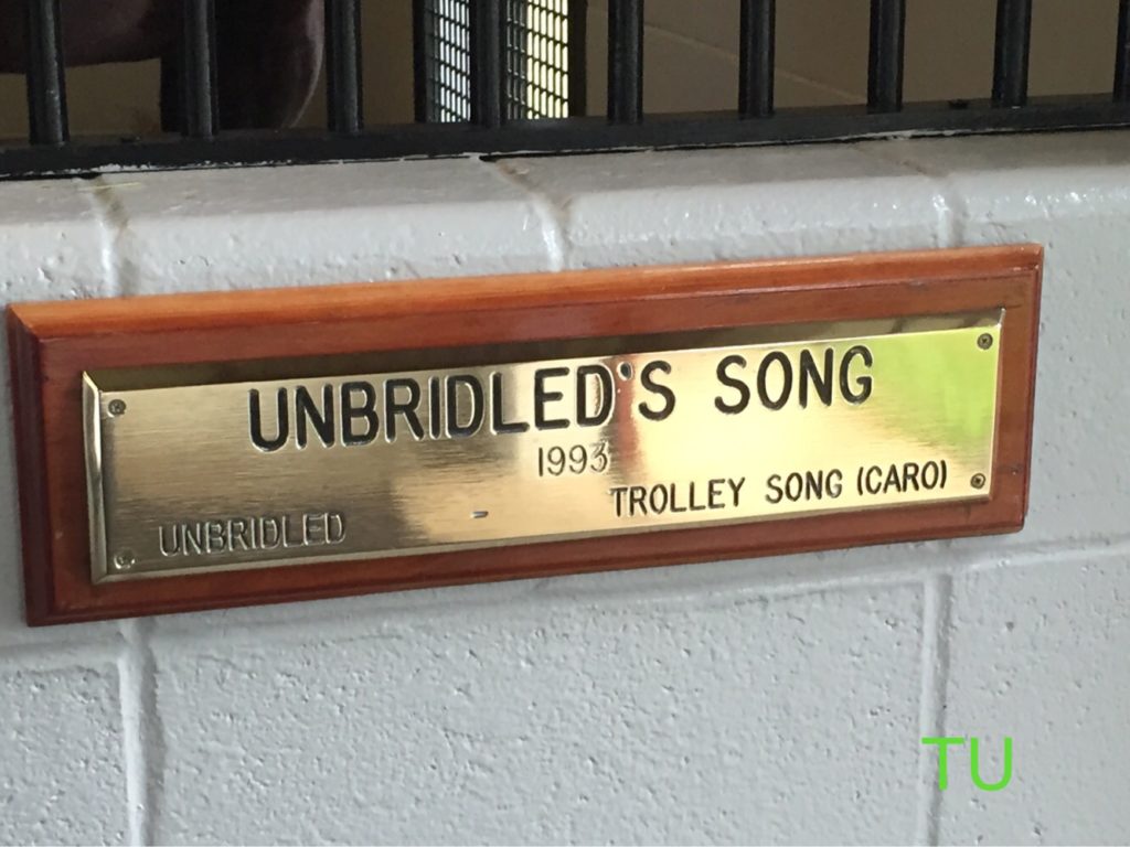 Unbridled's Song Stall Plate.