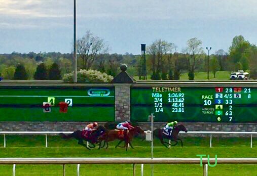 Rushing Fall won again, the Coolmore Jenny Wiley Stakes at Keeneland!