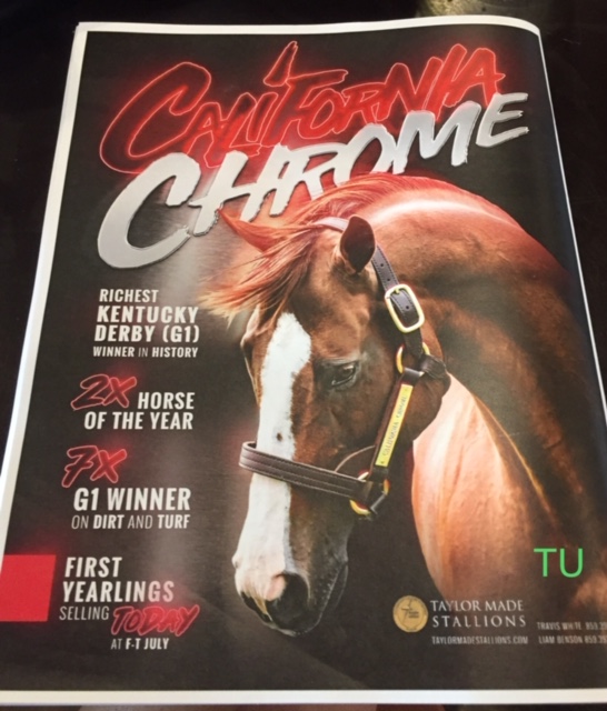 Thoroughbred Daily News ran this California Chrome add for Taylor Made to promote their famous sire.